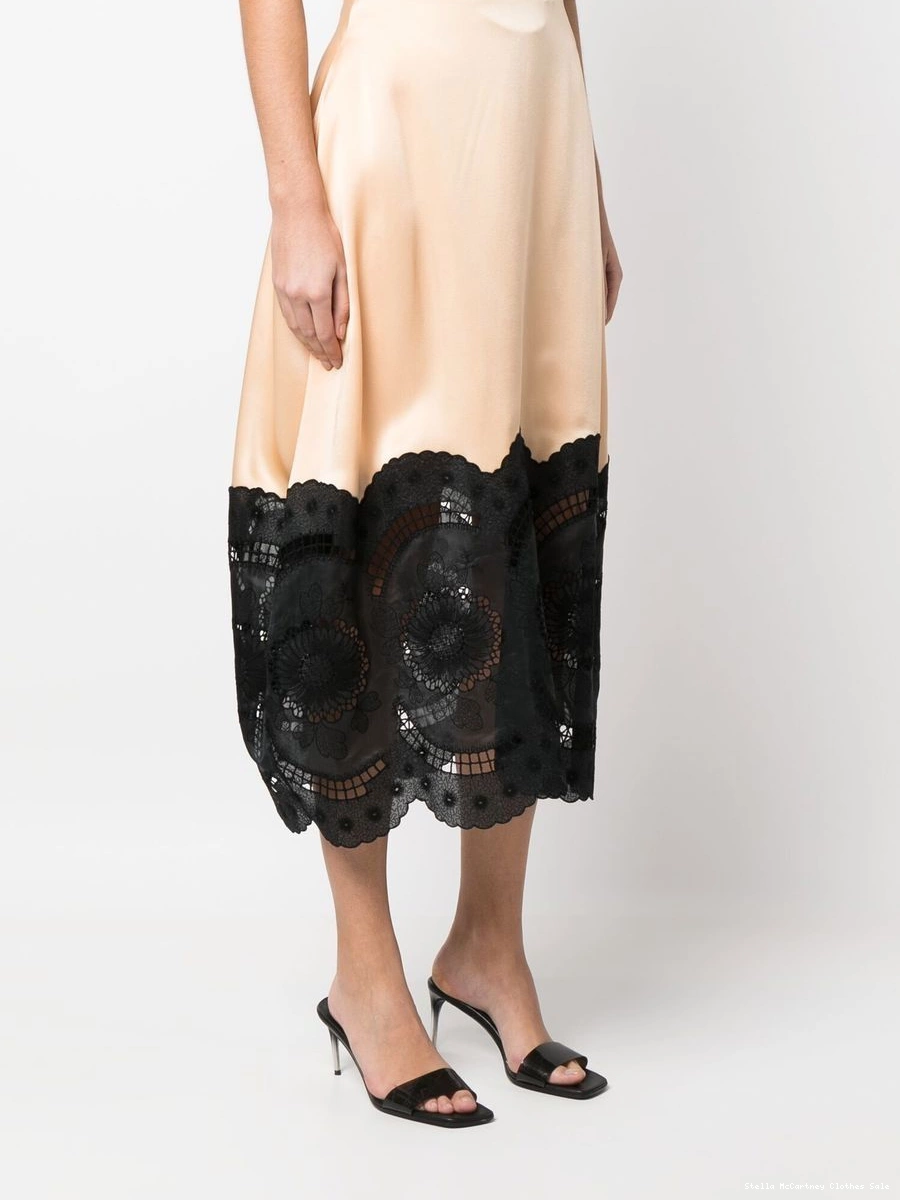 Affordable cotton-linen Women skirt McCartney Stella broderie-anglais midi 0729